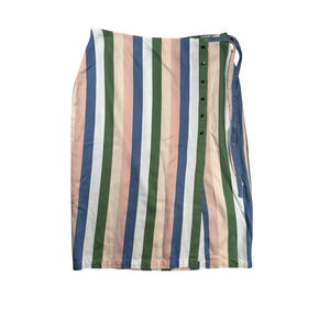 Marine Layer Layla Wrap Midi Skirt Womens Size XL Striped  Tie Waist Colorful
